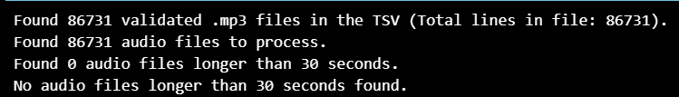Output of duration code